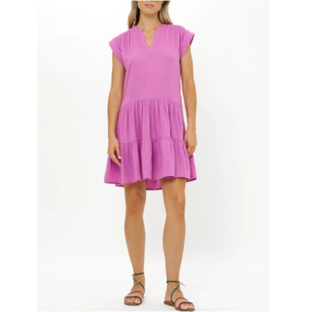 OLIPHANT ROLL SLEEVE DRESS, Pink / Purple | Small